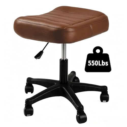 Image of Ergonomic Adjustable Under Desk Footrest,Ottoman with Wheels | 500lbs|360 swivel Silent PU casters|Thick 2.36 inch Seat| Rolling Stool with Wheels for Massage,Salon,Spa,Clinic,Office,Home