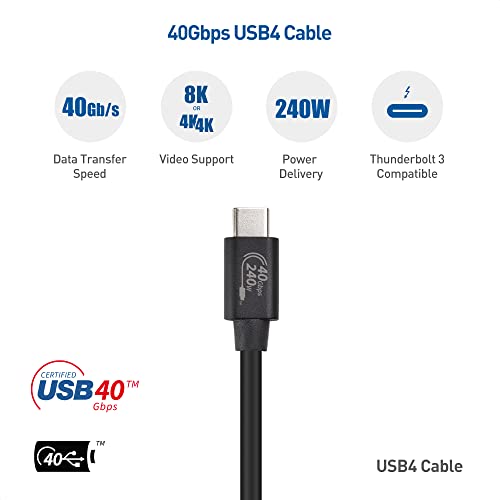 Cable Matters [Usb-If Certified] 40Gbps Usb 4 Cable 3.3 Ft With 8K Video & 240W Charging, Usb4 Cable/Usb C Display Cable With Pd 3.1 Compatible With Thunderbolt 4, Macbook, Xps, Surface Pro #TOP1