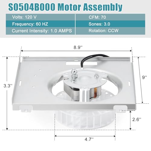 769RL B Unit Replacement, S0504B000 Motor Assembly for Broan-Nutone 769RL, 763RL, 769RL-R01, 757, 769RFT-R01, VF707RCN, 765RL Bathroom Exhaust Fan, JESP-61K13/C-87547 Fan Replacement Motor, 70CFM by Criditpid - Used condition - Image 3