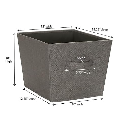 Household Essentials Medium 2 Pack, Storage Bins With Handles, Poly Linen Fabric With Wire Framing, For Shelving Organization, Gray, Silver #TOP3