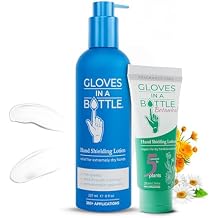 Gloves In A Bottle Non Greasy Healthcare Workers Hand Creams Hand Cream for Nurses Silicone Glove Cream Water-Resistant Barrier Dry Cracked Hands Original 8 Oz Pump + Botanical 3.4 Oz