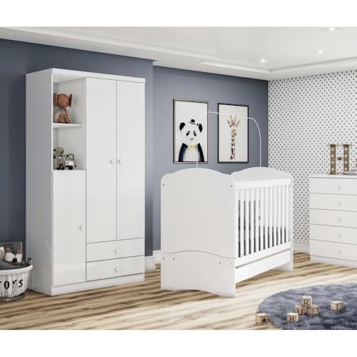 Miniatura 9 de Vicawu Armario Infantil Mint Puertas, Estantes Y Cajones - Blanco Para Dormitorio