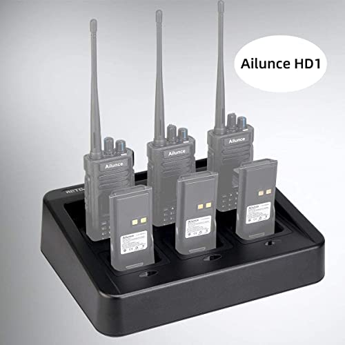 Retevis RT29 Große Reichweite Funkgeräte 6-Fach-Ladegerät, Praktische Mehrfach-Ladestation, Kompatibel mit HD1 HD2 Amateurfunkgerät, lädt sicher und Effizient bis zu 6 Funkgeräte oder Akkus (1 Stück)