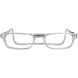 Clic Magnetic Reading Glasses for Men or Women, Computer Readers, Original Long (M-L, Clear, 3.00 Magnification)
