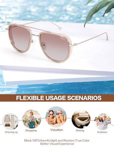 Image of BIRCEN Polarized Aviator Sunglasses Womens: Acetate Glasses UV Protection