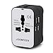Travel Adapter, JOOMFEEN Worldwide All in One Universal Power Converters Wall AC Power Plug Adapter Power Plug Wall Charger with Dual USB Charging Ports for USA EU UK AUS Cell phone laptop-Black/white