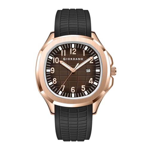 Image of GIORDANO Analog Watch for Men - Textured Dial, Stainless Steel Strap, Date Display, Quartz Movement, Water Resistant