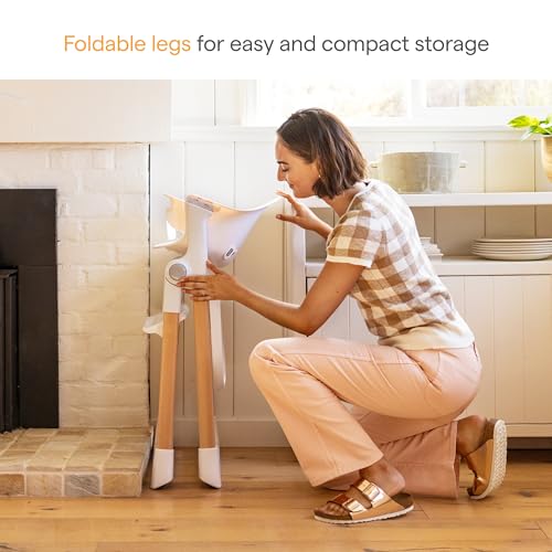 munchkin float baby high chair foldable and easy to clean for babies and toddlers white with wooden legs
