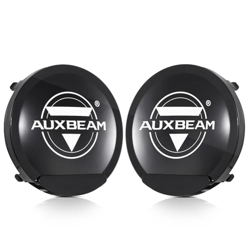 Auxbeam 9 Inch Black Round Light Covers with Logo for Auxbeam 9 Inch Round Driving Lights, Off Road Lights, Bumper Roof Lights, Pair 9 Inch-Black