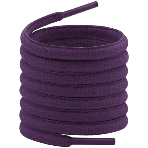 YFINE Oval Athletic Shoe Laces: 51" Dark Purple Half Round Sneaker Shoelace