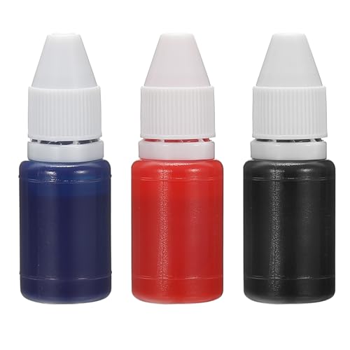 PATIKIL 0.33oz Refill Ink for Stamps and Ink Pads, 3Pcs 10ml Stamp Pad Ink Refill for Office Stamp Self Inking Stamp Date Stamp Scrapbooking, 3 Colors