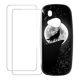 UOGNADGD Compatible with Nokia 3310 2017 Case Colorful Custom Cover with 2 Pack Tempered Glass Screen Protectors - Shockproof Scratch-Resistant (Wolf 4)