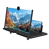 KLINNA Bildschirmlupe für Handy 12 Zoll Acrylspiegel, HD-Faltbarer tragbarer Vergrößerungs mit Ständer, Anti-blaulicht 3D Handy vergrößerungs Bildschirm das Ansehen von Filmvideos, Schwarz