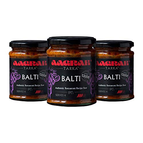Aagrah Balti Tarka Indian Curry Cooking Sauce - Authentic Restaurant Recipe Base - Medium-Hot - 270g Jar Serves 3-4 - Case of 3