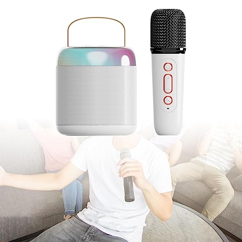 Fancyes Conjunto de karaokê sem fio, alto-falante Bluetooth portátil com microfone sem fio, microfon