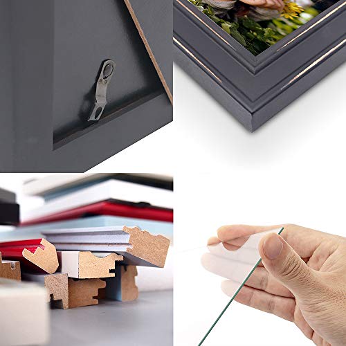 Double 4X4 Wood Photo Frame Instagram, Hinged Picture Frames, With Glass Front, Fit For Stands Vertically On Desk Table Top Or Wall Hanging (Window 3.5 X 3.5 Picture, Black Color) #TOP5