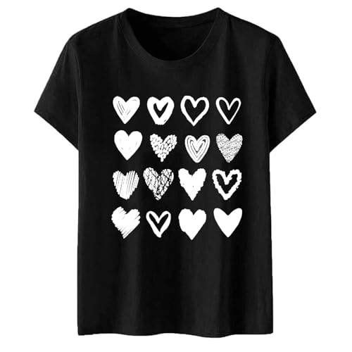 Shirts for Teen Girls Graphic Tees Short Sleeve Love Heart Tshirts Cute Valentine Gift for Her3