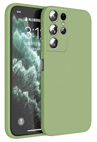 Topme Funda para Samsung Galaxy S21 Ultra (6.8' Inches) Carcasa Caja Case Estuche, Funda Protectora de Piel de Silicona TPU - Verde Matcha