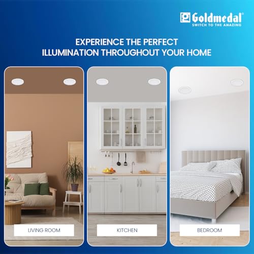 Image of Goldmedal Glazz 22W Round Ceiling Light| Recessed LED Downlight for False Ceiling | Cut Out :8.03 Inch |Downlight for Home,Hall,Room,Kitchen,Office,Shop|Cool Daylight (6500K), Pack of 6