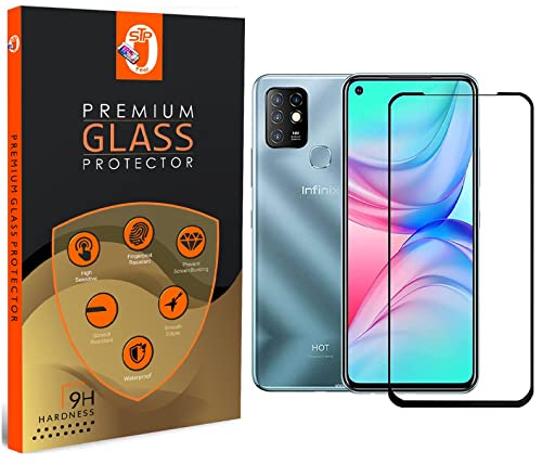 Image of STP FEEL� Glass Screen Protector Designed For Infinix Hot 10 (6.78 inch) [Edge to Edge Coverage] HD Clear, Bubble-Free, Anti-Scratch Full Protection Durable Tempered Glass - Black, Pack of 1