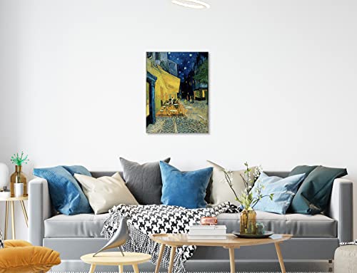 Van Gogh Paintings Canvas Wall Art, Framed Pictures For Bedroom Wall Decor, Canvas Prints For Bathroom, Living Room, Kids Room, And Kitchen Cafe Terrace At Night 12"X16" #TOP1