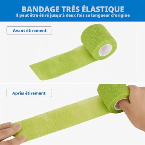 SEADESKY Bandage auto-adhésive pour chien - Bandage auto-adhésif élastique 5 cm x 4,5 m - Bandage cohésif pour sport, poignet, fixation pour animaux de compagnie, enveloppement vétérinaire pour chien – vue 3