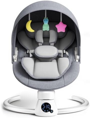 Baby Bouncer, Portable Electric Baby Swing with Blueteeth, 5 Swin...