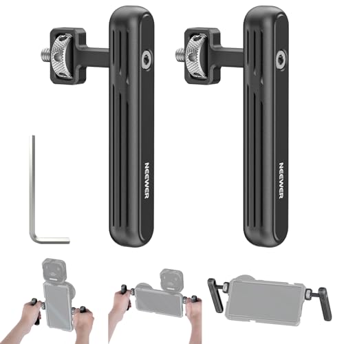 NEEWER PA026 Rotating Side Grip/Top Handle for Mobile Phone Video Rig Film Equipment, Aluminium Handles with 1/4 Inch Screws, Compatible with SmallRig Phone Cage Stabiliser for Video Recording, Pack