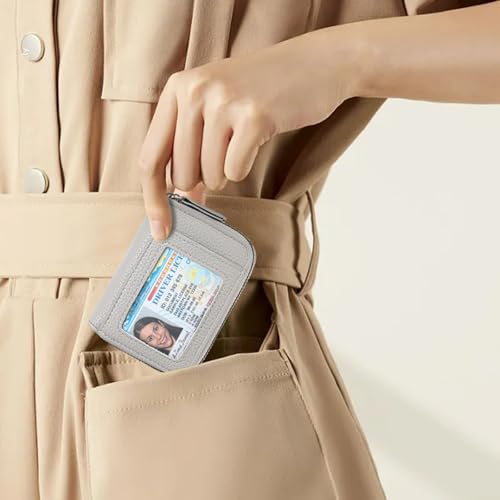 Image of RNIEGA Credit Card Holder Wallet RFID Blocking Leather Small Wallet for Women Double Zipper Wallet with ID Window