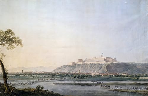 Impression sur toile L'armée française traverse Scrivia, œuvre de Bagetti en format 60x90cm