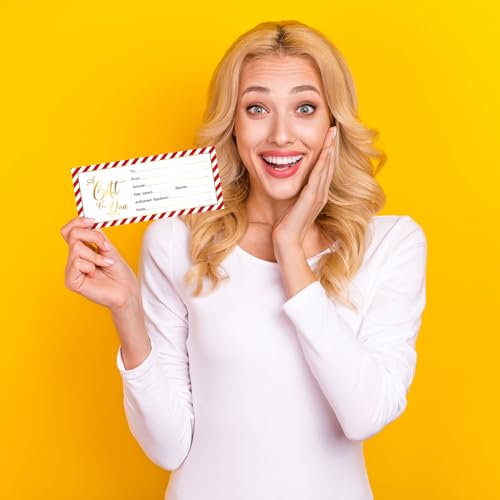 AnyDesign Pacote com 25 cartões de presente de Natal com carimbo de folha dourada Cupons clássicos d