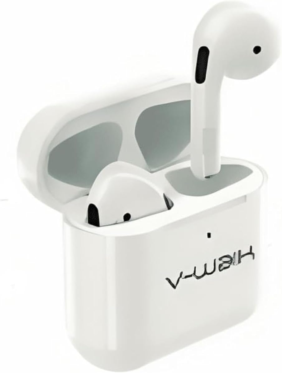 V-WALK TB100 Trubudz Mini Wireless Earbuds Bluetooth 5.3 in Ear Light-Weight Headphones Built-in Microphone, Immersive Premium Sound Long Distance Connection Headset with Charging Case/White