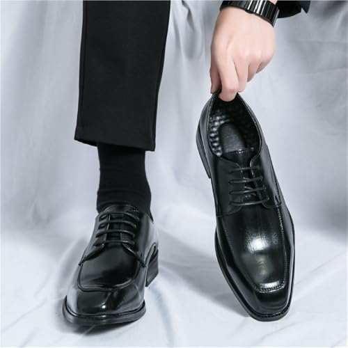 Men's Lace up Genuine Leather Oxfords Pointed Toe Handmade Business Casual Dress Shoes Wedding Groom Formal Shoes2