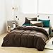 Luxlovery Brown Comforter Set Men King Mocha Bedding Comforter Set King Size Chocolate Color Solid Soft Breathable Blanket Quilts Chestut Brown Bedding Set King Size