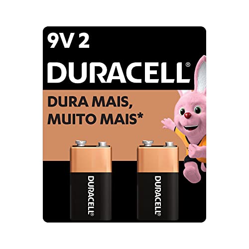 Duracell Bateria Alcalina 9V Com 2 Unidades – Ideal para Detectores de Fumaça e Microfones sem Fio