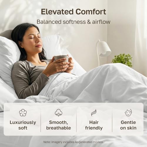 CALIFORNIA DESIGN DEN Soft & Silky 500 Thread Count 100% Cotton is Cool & Smooth, 2 Standard Size Pillow Cases Fits Standard & Queen Pillows (Damask Stripe - Sky Blue) by California Design Den - Used condition - Image 5