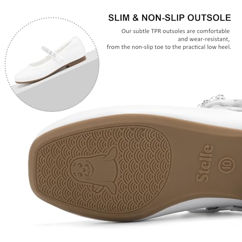 Stelle Girls Wedding Dress Shoes Ballet Flats Flower Party Mary Jane with Beaded Straps Toddler/Little/Big Kids4