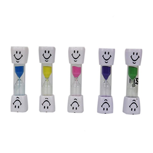 WEFOO 5 Pack (2 Minute) Smiley Sand Timer Set for Brushing Children's Teeth, Random Color