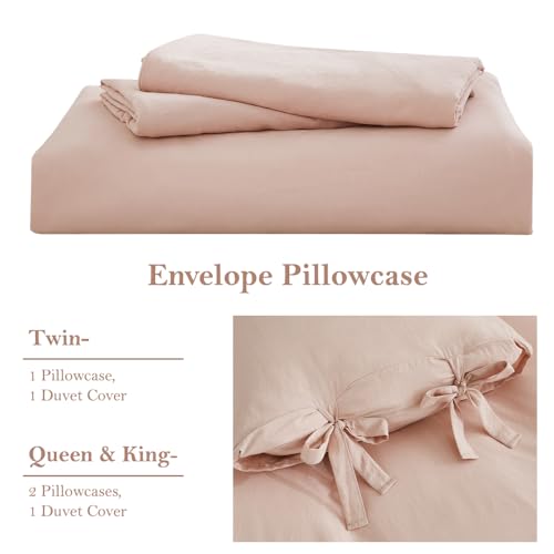 Image of annadaif Pink Duvet Cover King Size (104x90 Inch), 3 Pieces Bowknot Ultra Soft Washed Microfiber Bow Tie Duvet Cover Set, Easy Care Bedding Set for Men, Women, Boys and Girls