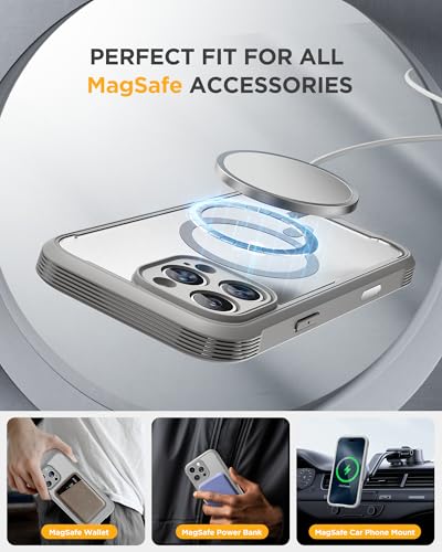 Image of Miracase for iPhone 16 Pro Max Case 6.9'', [Bubble Free] Full-Body Phone case with Built-in Full Glass Screen &Lens Protector,Compatible with MagSafe,Drop Proof 16 Pro Max Cover, Grey
