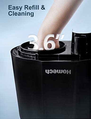 Homech Cool Mist Humidifier, 28dB Quiet Ultrasonic Humidifiers for Bedroom, Warm Light, Timing, Mist Ajustable, Easy to Clean, Auto Shut-Off