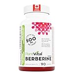 PlantVital Berberine - Max Potency 1000mg per day -Made in Canada, Health Canada Licensed- Supports Blood Glucose Levels & Glucose Metabolism Health - Vegan, Non-GMO Berberine Supplements, 90 Capsules