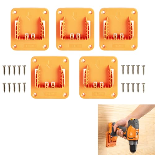 5 Pack Tools Drill Mount Holder Fit for Ridgid 18V Tool Hanger Power Tool Storage, Tool Storage Organizer for Work Van, Shelf, Toolbox (20 Screws)
