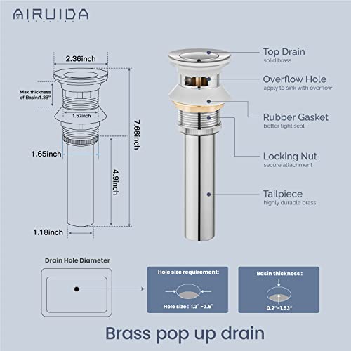 Airuida Chrome Polish Waterfall Widespread Bathroom Sink Faucet Two Handles Bathroom Faucet 3 Hole 8 Inch Deck Mount Commercial Lavatory Vanity Sink Faucet Mixer Taps With Pop Up Drain Supply Hoses #TOP6