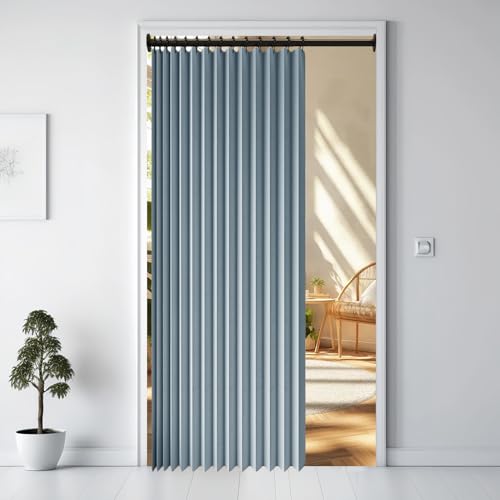 Rideau magnétique imperméable bleu à œillets isolant thermique - 8