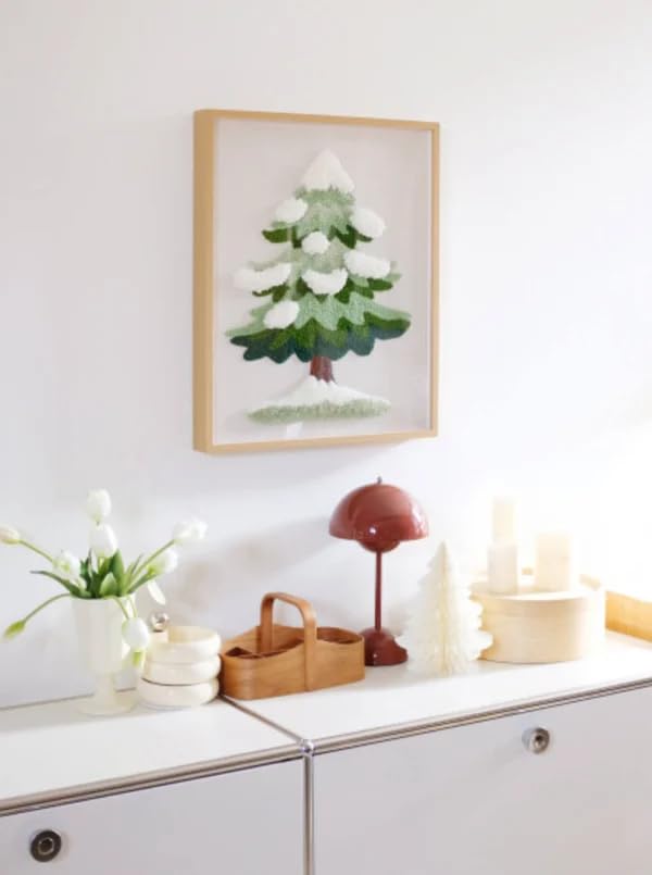 Image of Jxueych DIY Festive Christmas Tree Punch Needle Kit - Embroidery Starter Kits for Beginner, Punch Needle Fabric with Pattern, Adults Craft Christmas Gift (Excluding Photo Frame) (Green)