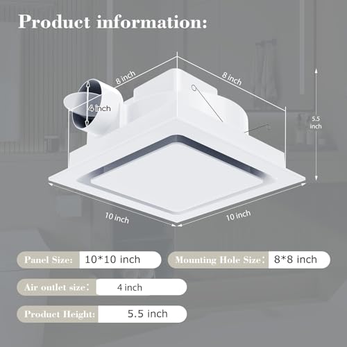 Image of Orsong Bathroom Exhaust Fan 10 inch Panel