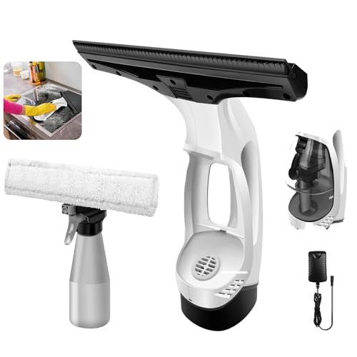 Aspirateur électrique rechargeable pour fenêtre, raclette pour fenêtre, kit de nettoyage sans fil, appareil de nettoyage électrique avec réservoir d'eau de 150 ml pour fenêtres, carreaux, miroirs
