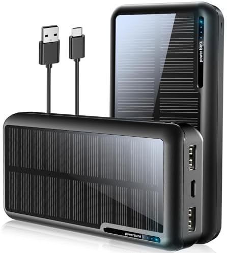 Power Bank Solar PowerBank Cargador Portátil con 2 Puertos USB