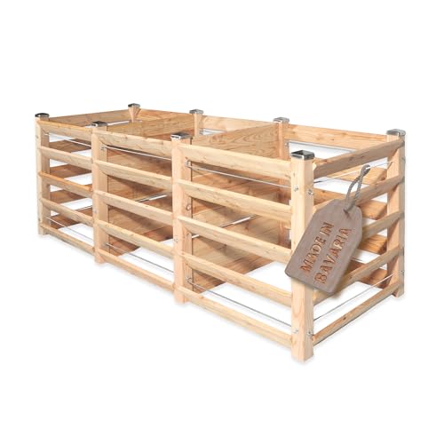 Moderner Komposter Trio ca. 80 x 226 cm Höhe 80 cm aus Lärchenholz Massivholz Steckkomposter Holzkomposter